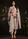 Beige Multi Embroidery Traditional Silk Salwar Suit