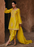 Bright Yellow Embroidery Festive Dhoti Pant Suit