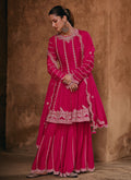 Rani Pink Sequence Embroidery Festive Sharara Suit