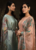 Peach Multi Embroidery Traditional Silk Salwar Suit In USA UK