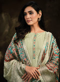 Green Multi Embroidery Traditional Silk Salwar Suit In USA UK