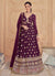 Deep Wine Multi Thread And Sequence Embroidery Anarkali Gown