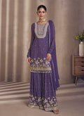 Purple All Over Sequence Embroidery Designer Sharara Suit