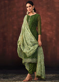 Green Sequence Embroidery Pant Style Suit