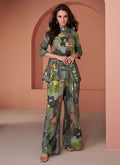 Green Multi Thread And Sequence Embellished Co-Ord Set