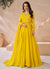 Yellow Cording Embroidery Silk Anarkali Gown With Dupatta