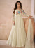 Off White Multi Embroidery Silk Anarkali Gown With Dupatta
