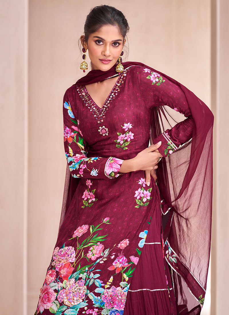 Maroon Lehenga Kurti In Canada