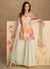 Off White Multicoloured Sequence Embroidered Printed Palazzo Suit