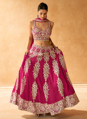 Magenta Pink Traditional Embroidery Bridal Lehenga Choli