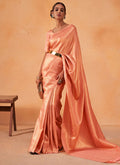 Pastel Orange Brocade Detailed Kanjivaram Silk Saree