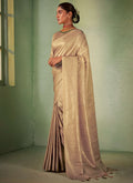 Beige Golden Brocade Detailed Kanjivaram Silk Saree