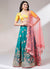 Turquoise And Yellow Multi Embroidery Lehenga Choli And Dupatta