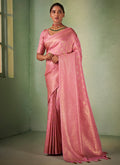 Light Pink Brocade Detailed Kanjivaram Silk Saree