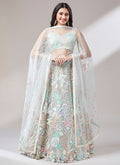 Mint Green Multi Embroidery Lehenga Choli And Dupatta