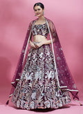 Burgundy Multi Embroidery Lehenga Choli And Dupatta