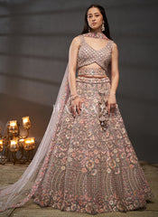 Lavender Traditional Embroidery Bridal Lehenga Choli