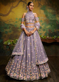 Lavender Multi Embroidery Lehenga Choli And Dupatta