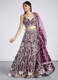 Deep Wine Multi Embroidery Lehenga Choli And Dupatta