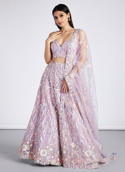 Lilac Purple Multi Embroidery Lehenga Choli And Dupatta