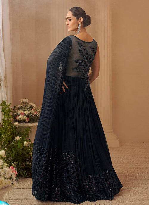 Buy Dark Blue Anarkali Gown In UK