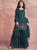 Dark Green Sequence Embroidery Gharara Style Suit