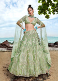 Lime Green Sequence Embroidery Wedding Lehenga Choli