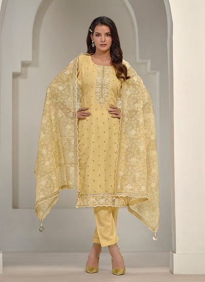 Yellow Embroidery Pakistani Salwar Kameez Suit