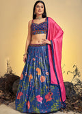 Electric Blue Multi Floral Embroidery Lehenga Choli