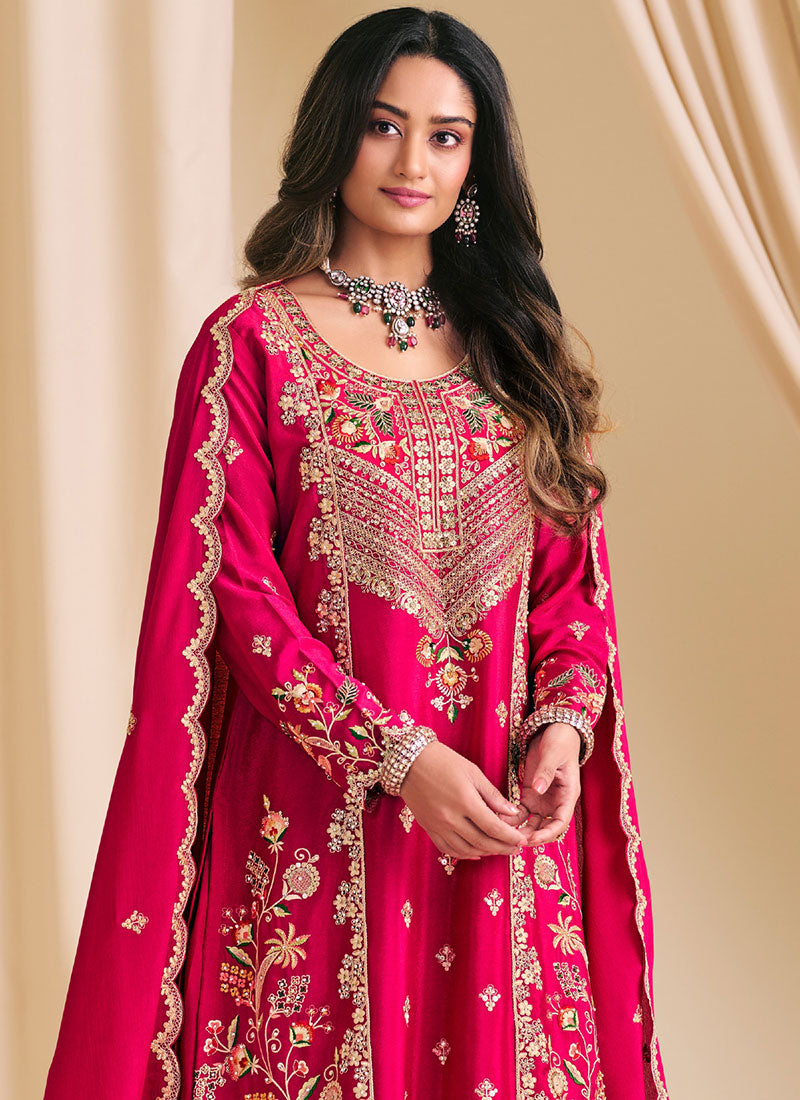 Buy Magenta Wedding Palazzo Suit In USA