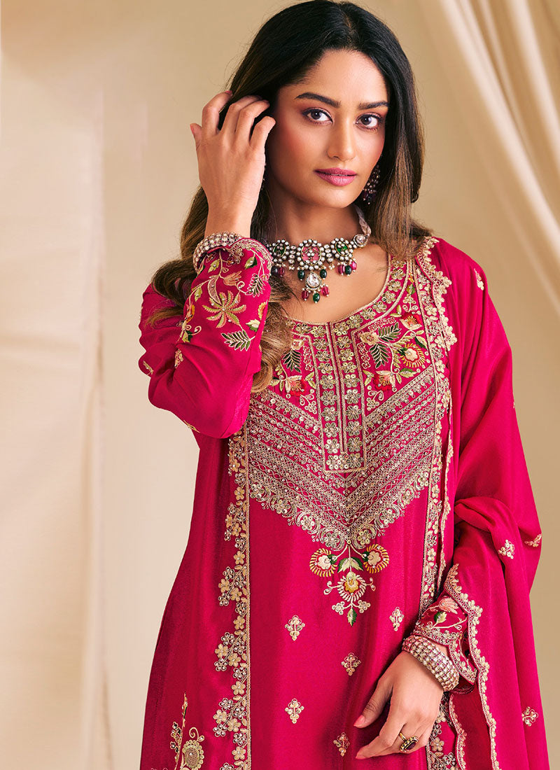 Shop Magenta Palazzo Suit Online