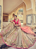 Pink Golden Multi Embroidery Wedding Lehenga Choli