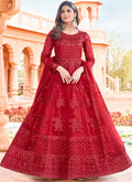 Red Sequence Embroidery Festive Anarkali Suit