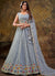Blue Multi Sequence Embroidery Lehenga Choli For Wedding