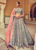 Grey Multicoloured Embroidery Wedding Lehenga Choli