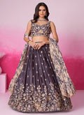 Purple Sequence Embroidery Printed Lehenga Choli
