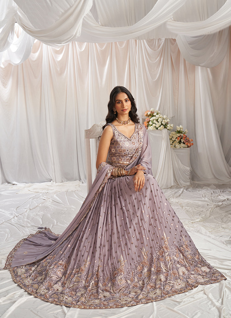 purple indian bridal dress Mauve Purple lehenga S