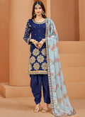 Royal Blue Embroidery Silk Festive Salwar Suit
