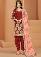 Bridal Red Embroidery Silk Festive Salwar Suit