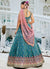 Turquoise And Pink Embroidery Lehenga Choli