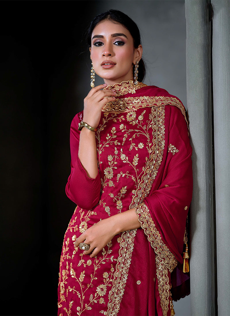 Rani Pink Embroidery Salwar Kameez Suit