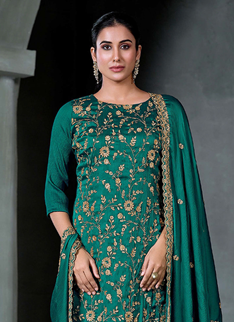 Emerald Green Embroidery Salwar Kameez Suit