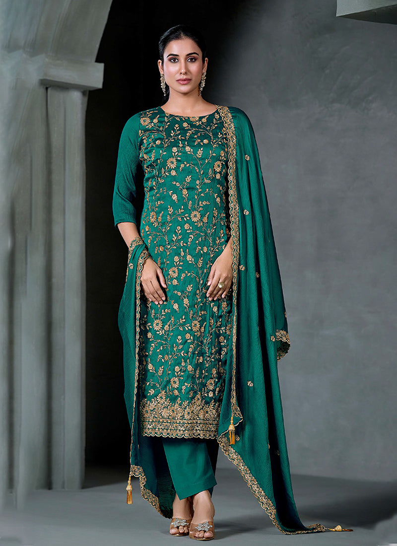 Emerald Green Embroidery Salwar Kameez Suit