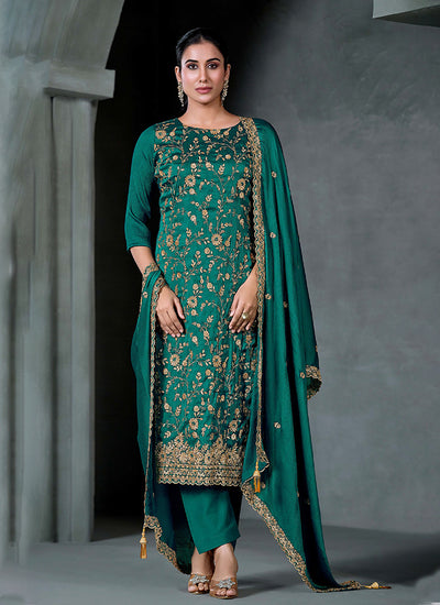 Emerald Green Embroidery Salwar Kameez Suit