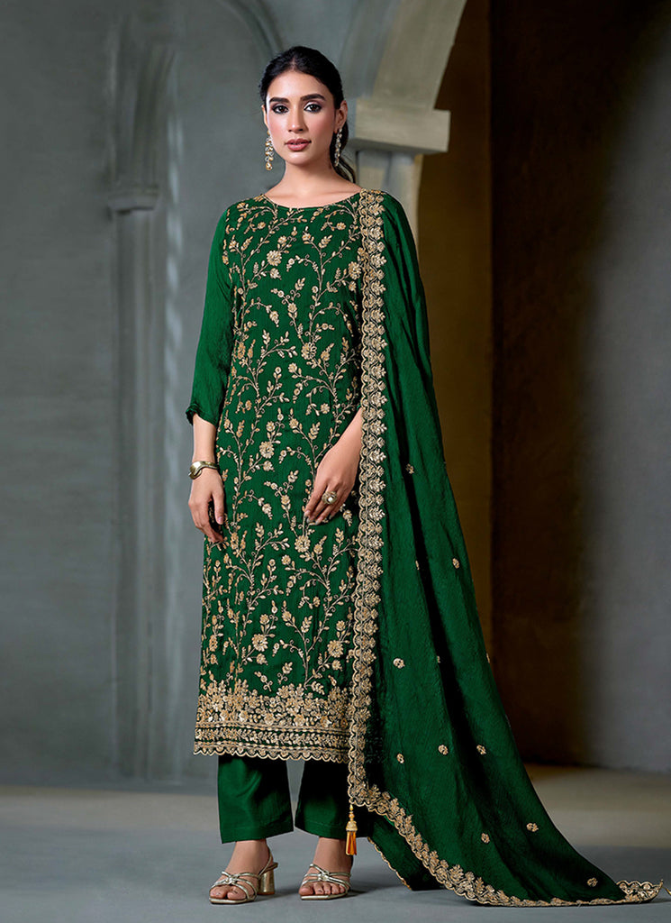 Green Embroidered Salwar Kameez Suit