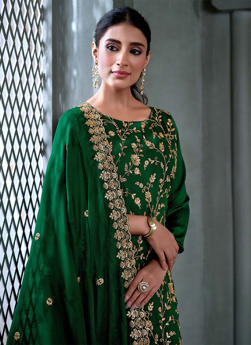 Green Embroidered Salwar Kameez Suit