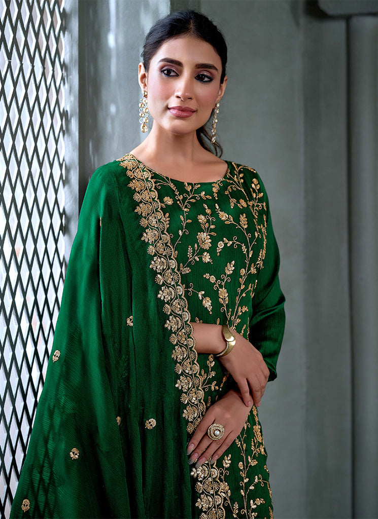 Green Embroidered Salwar Kameez Suit