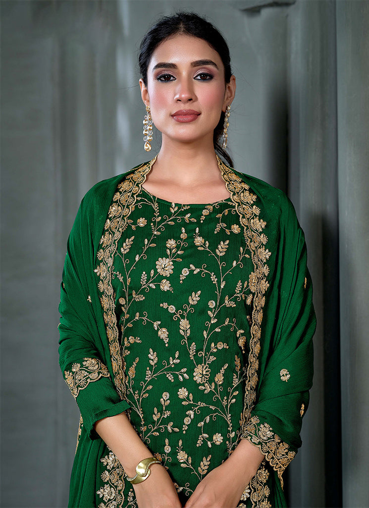Green Embroidered Salwar Kameez Suit