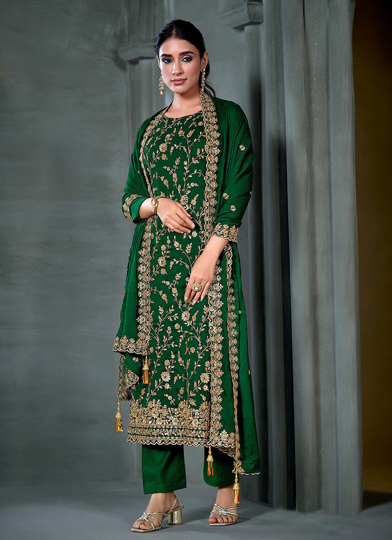 Green Embroidered Salwar Kameez Suit