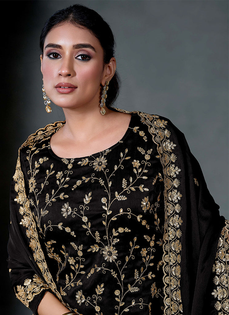 Black Embroidered Salwar Kameez Suit